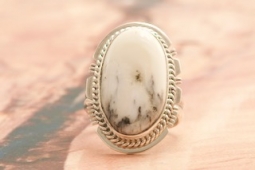 Genuine White Buffalo Turquoise Sterling Silver Navajo Ring